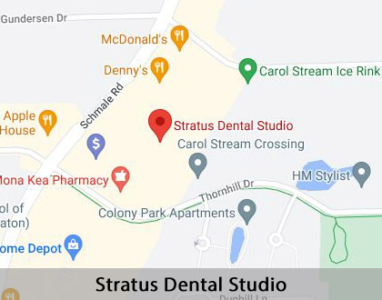Map image for Options for Replacing Missing Teeth in Carol Stream, IL